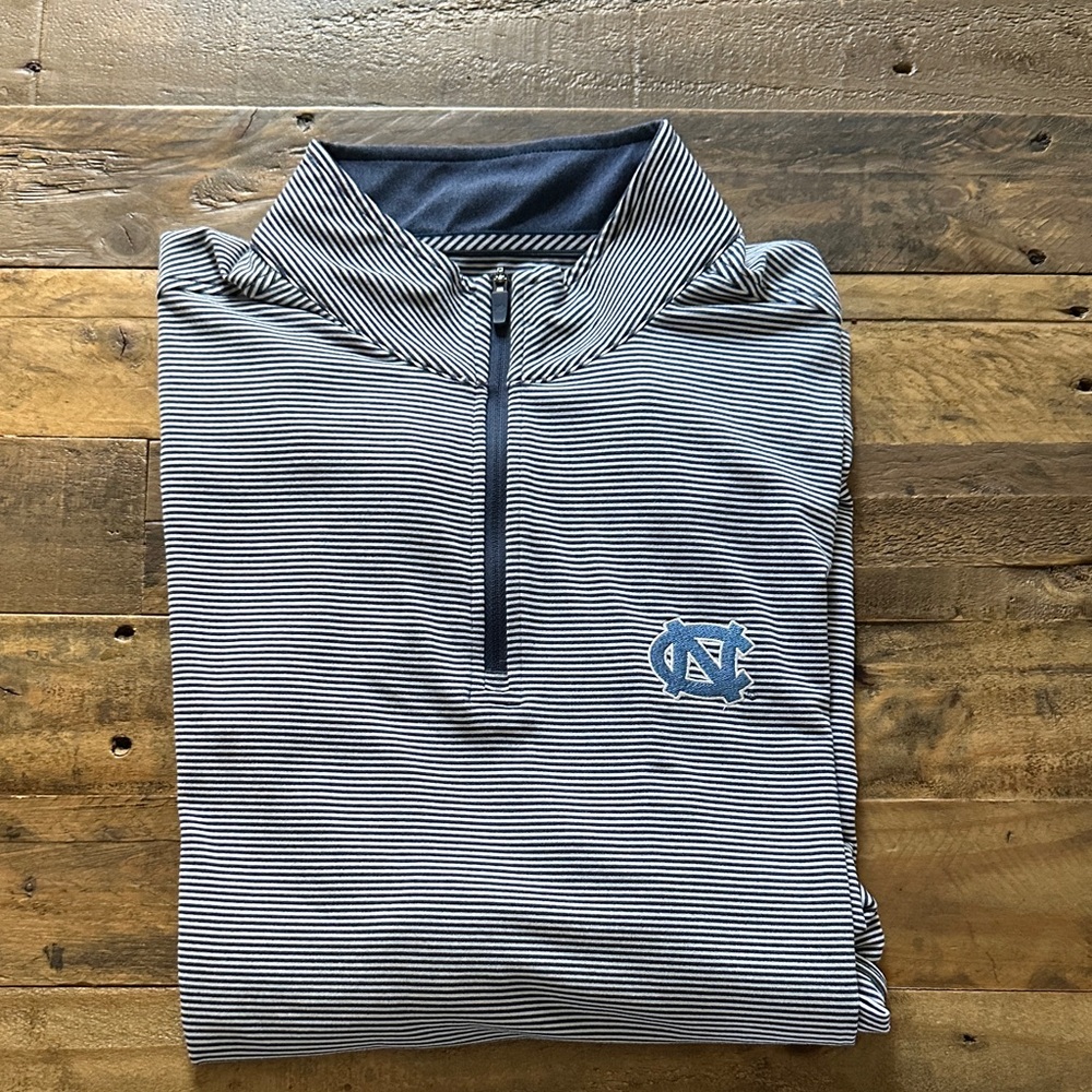 Southern Tide Navy & White Striped 1/4 Zip Pullover